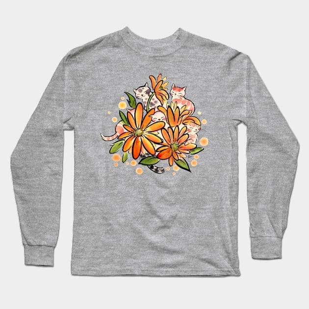 Camomile cats Long Sleeve T-Shirt by juliewu